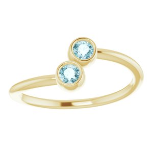 14K Yellow Gold Natural Sky Blue Topaz Two-Stone Ring