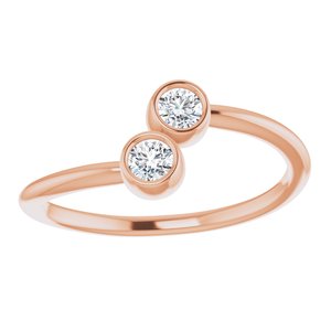14K Rose Gold Natural White Sapphire Two-Stone Ring