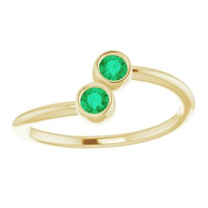 14K Yellow Gold Natural Emerald Two-Stone Ring