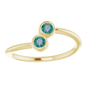 14K Yellow Gold Lab-Grown Alexandrite Two-Stone Ring