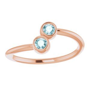 14K Rose Gold Natural Sky Blue Topaz Two-Stone Ring