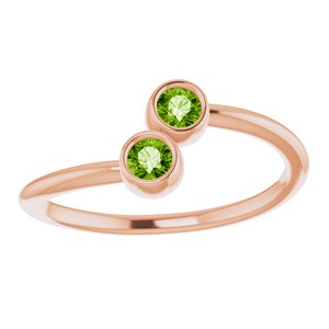 14K Rose Gold Natural Peridot Two-Stone Ring
