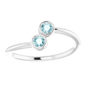 14K White Gold Natural Sky Blue Topaz Two-Stone Ring