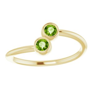 14K Yellow Gold Natural Peridot Two-Stone Ring