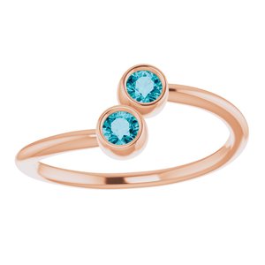 14K Rose Gold Natural London Blue Topaz Two-Stone Ring