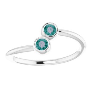 14K White Gold Lab-Grown Alexandrite Two-Stone Ring