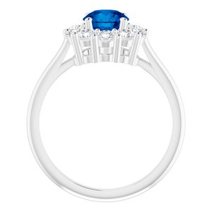 14K White Gold Lab-Grown Blue Sapphire & 1/2 CTW Natural Diamond Ring