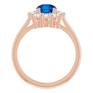 14K Rose Gold Lab-Grown Blue Sapphire & 1/2 CTW Natural Diamond Ring