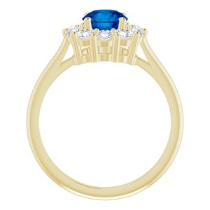 14K Yellow Gold Natural Blue Sapphire & 1/2 CTW Natural Diamond Ring