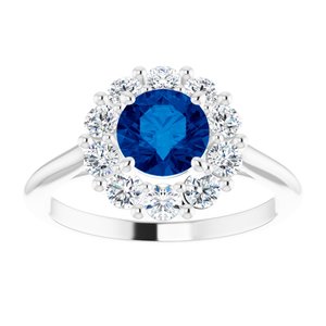 14K White Gold Lab-Grown Blue Sapphire & 1/2 CTW Natural Diamond Ring