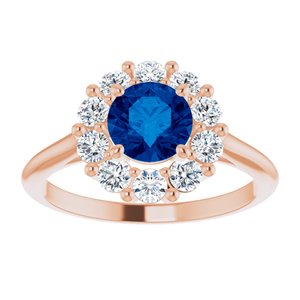 14K Rose Gold Natural Blue Sapphire & 1/2 CTW Natural Diamond Ring