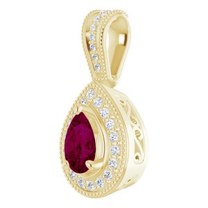 14K Yellow Gold Natural Rhodolite Garnet & 1/10 CTW Natural Diamond Pendant