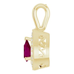 14K Yellow Gold Natural Rhodolite Garnet & 1/10 CTW Natural Diamond Pendant