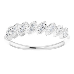 14K White Gold 1/8 CTW Natural Diamond Leaf Ring