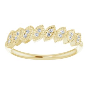 14K Yellow Gold 1/8 CTW Natural Diamond Leaf Ring