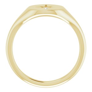 14K Yellow Gold 11x10 mm Oval .02 CTW Natural Diamond Starburst Signet Ring