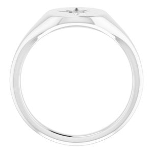 Platinum 11x10 mm Oval .02 CTW Natural Diamond Starburst Signet Ring