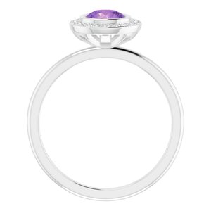14K White Gold Natural Amethyst & .06 CTW Natural Diamond Ring