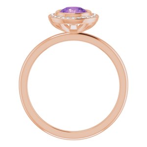 14K Rose Gold Natural Amethyst & .06 CTW Natural Diamond Ring