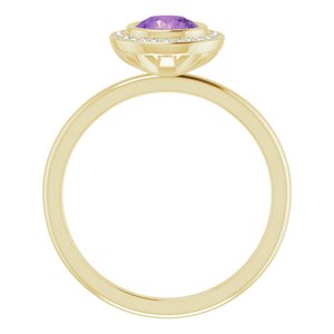 14K Yellow Gold Natural Amethyst & .06 CTW Natural Diamond Ring