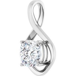 14K White Gold  9 mm Cushion Pendant Mounting – image 3