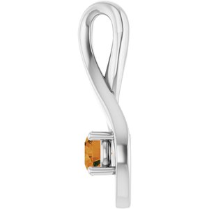 14K White Gold 4 mm Round Natural Citrine Pendant