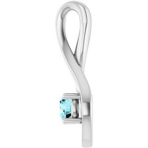 14K White Gold 4 mm Round Natural Blue Zircon Pendant