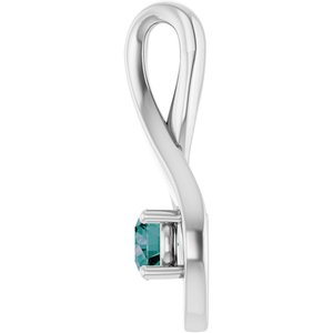 14K White Gold 4 mm Round Lab-Grown Alexandrite Pendant