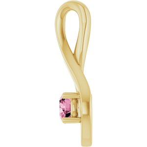 14K Yellow Gold 4 mm Round Natural Pink Tourmaline Pendant – image 3