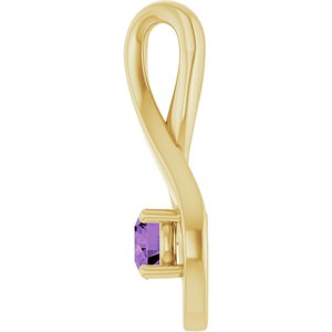 14K Yellow Gold 4 mm Round Natural Amethyst Pendant