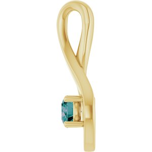 14K Yellow Gold 4 mm Round Lab-Grown Alexandrite Pendant