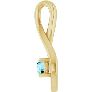 14K Yellow Gold 4 mm Round Natural Blue Zircon Pendant – image 3
