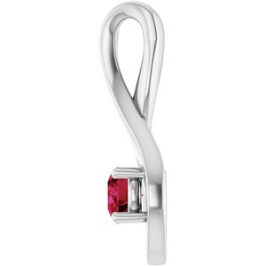 14K White Gold 4 mm Round Natural Ruby Pendant – image 3