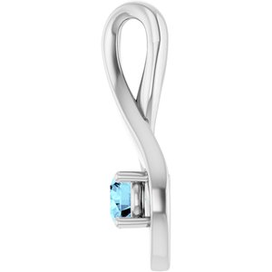 14K White Gold 4 mm Round Natural Aquamarine Pendant – image 3