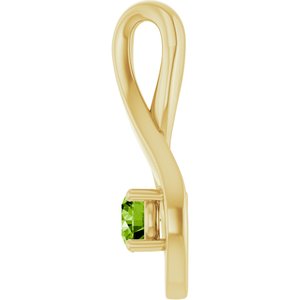 14K Yellow Gold 4 mm Round Natural Peridot Pendant – image 3