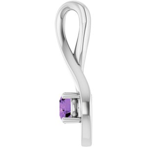 14K White Gold 4 mm Round Natural Amethyst Pendant