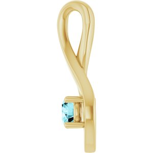 14K Yellow Gold 4 mm Round Natural Blue Zircon Pendant