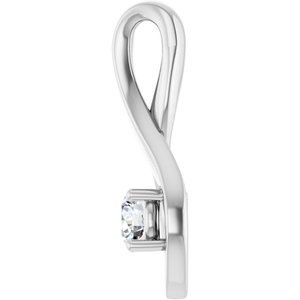 14K White Gold 4 mm Round Natural White Sapphire Pendant – image 3
