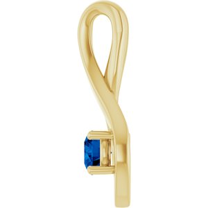 14K Yellow Gold 4 mm Round Natural Blue Sapphire Pendant – image 3