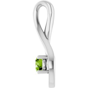 14K White Gold 4 mm Round Natural Peridot Pendant
