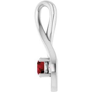 14K White Gold 4 mm Round Natural Mozambique Garnet Pendant – image 3