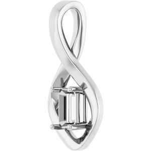 18K X1 White Gold  6x4 mm Emerald Pendant Mounting – image 4