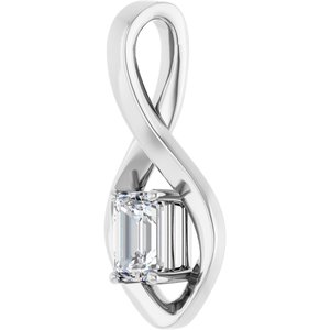 18K X1 White Gold  6x4 mm Emerald Pendant Mounting – image 3