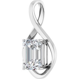 18K Palladium White Gold  11x9 mm Emerald Pendant Mounting – image 3