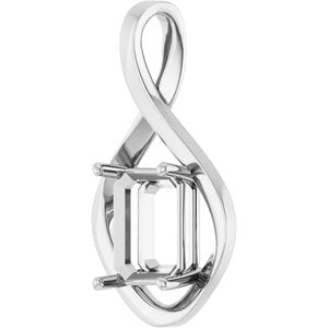 18K X1 White Gold  11x9 mm Emerald Pendant Mounting – image 4