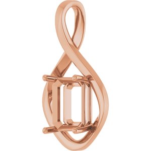 18K Rose Gold  11x9 mm Emerald Pendant Mounting – image 4