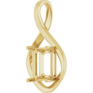 14K Yellow Gold  11x9 mm Emerald Pendant Mounting – image 4