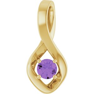 14K Yellow Gold 4 mm Round Natural Amethyst Pendant