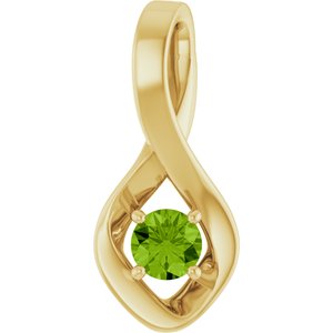 14K Yellow Gold 4 mm Round Natural Peridot Pendant