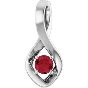 14K White Gold 4 mm Round Natural Ruby Pendant